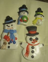 Ceramic Handpainted LOT OF 4 Snowman Christmas Ornament | eBay