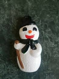 FUN VINTAGE 4" CERAMIC SNOWMAN BLACK TOP HAT HAND PAINTED ...