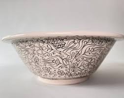 Unique Flower Design Bathroom Sink, Ceramic Round Washbasin, Vanity Vessel Sink With Black Rim, Powder Room Sink, Guest Bathroom Remodeling - Etsy