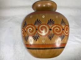 Signed JIP Mexico Floral VINTAGE CLAY Pottery Vase Blue ...