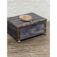 Purple Stained Glass Trinket Box Painted Courting Scene ...