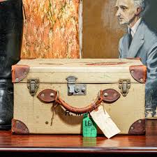 Neat 1930s Travel Trunk Luggage Suitcase Antique Leather ...