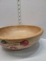 Vintage Wooden Handpainted Bowl With Cherries | eBay