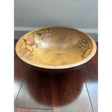 Vintage Painted Wooden Fruit/Salad Bowl | Mercari