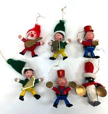 Vintage 6 Hand Painted Wooden Christmas Band Members Ornaments Taiwan 1970s6 | eBay