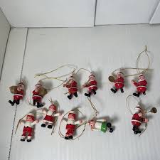 11 Vintage Hand painted Miniature Ornaments Santa's Playing Instrument's | eBay