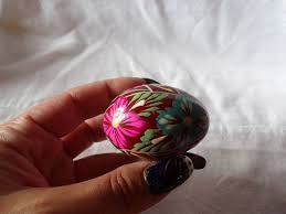 Hand Painted Easter Egg Brown With Blue & Pink Flowers | eBay