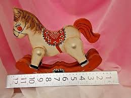 9" Wood Folk Art ROCKING HORSE Handmade/ Hand painted Art ...