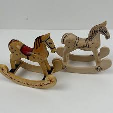 Vintage FRUTIGER HEIMARBEIT Handmade Wood Rocking Horses 6x5 ...