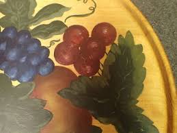vintage Wolverine Mich. Dowel Works hand painted Wood Tray fruit design 15 3/4" | eBay