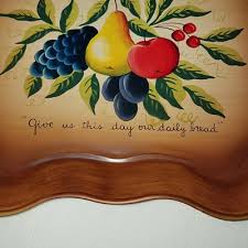 Hand Painted Metal Tray Fruit/"Give Us This Day" Mid Century AMERICAN FOLK ART | eBay