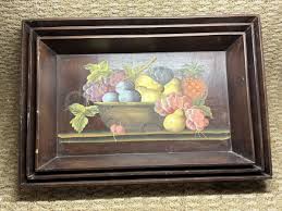 Set Of 3 Book Shaped Nesting Trays w/hand Painted Fruit Bottom | eBay