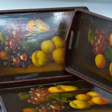 Antique, Handpainted, Country Style, Stacking Wooden Trays , 18 X 11.5 Inches the Largest Tray - Etsy