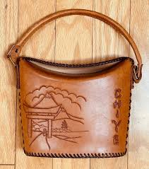 Buy RARE 1950s Handmade Hand Tooled Whiskey Hue Leather Chinese Theme Asian Theme Top Handle Handbag Bucket Bag Boho Rockabilly Pin up Retro Online in India - Etsy