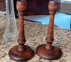 Pair Late 19th Century Briarwood Elegant Hand-Turned Antique Candlesticks | eBay