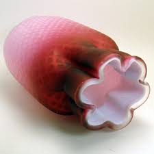 Cranberry Ruffled Cased Art Glass Vase M.O.P. | eBay