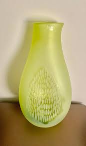 Dartington Crystal Chartreuse Green Modern Glass Studio Vase | Chairish