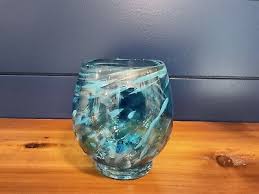 Oregon Coast Taft Multi Blues Textured Swirl Vase Hand ...