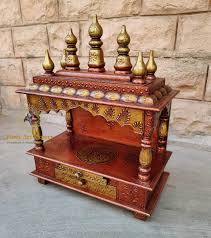 Wooden Temple Mandir Copper Gold Finished Beautiful ...