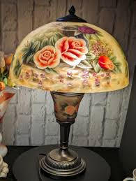 Excellent Condition Vintage Tiffany Style Flowers Reversible Painted Entryway Accent Desk Lamp Free Shipping - Etsy
