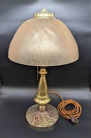 Antique Pittsburgh Lamp Brass and Glass Co Coralene Shade ...