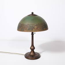 Acid Etched Table Lamp With Oil Rubbed Bronze Base Signed ...