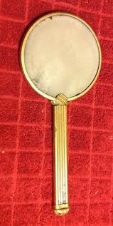 RARE Vintage Antique Vanity Hand Held Brass Color Mirror Victorian Lady Portrait | eBay