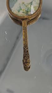 Art Deco Brass Mirror on the Back Miniature, 1930s | Chairish