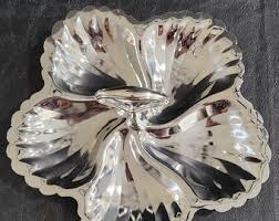 Carefree Chromium by Shelton Ware Leaf Design Heart Handle 11" Tidbit Tray Polished Chrome - Etsy