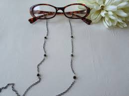 Gunmetal Chain Glasses Lanyard, Glasses Chain with Black ...