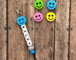 Smiley Custom Name Tag Keychain, Bag Bling, Zipper Charm ...