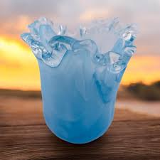 Murano Art Glass Lavorazione Arte Italy Ruffled Edge Vase ...