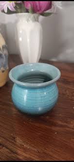 Signed Rowantrees Blue Hill ME Art Pottery Blue Brown ...