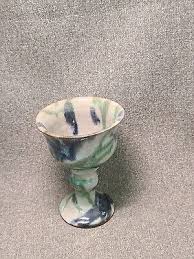 Vintage Stoneware Pottery Goblet Chalice 5 3/8" Tall Blue ...