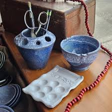 Ceramic Painting Set – Palette, Rinse Cup & Caddy in Blue ...