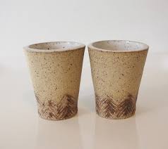 Set of 2 Stoneware Ceramic Cups in White or Stone. - Etsy