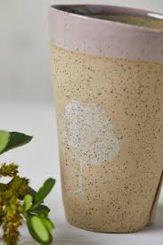 2 Tall Pottery Cups, Handmade Stoneware Set of TWO Cone Shape Tumblers, 11 Oz Large Ceramic Coffee Cups With Trees, Gift for Christmas - Etsy Israel