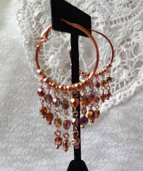 Czech Mystic Color Fire Polish Beads Rose Gold Tone Hoop Earrings | eBay