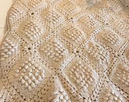 Vintage Handmade off White Crochet Blanket 68x72", Vintage ...