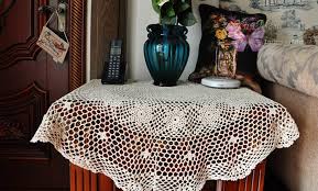 Country Beige hand Crochet Round Cotton Doily Cover ...