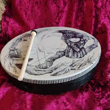 Raven Shaman Design Drum With Stick - Relaxing Sounds ...