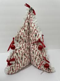 Vintage 3-D Fabric Christmas Tree Candy Canes 14” X 11 ...