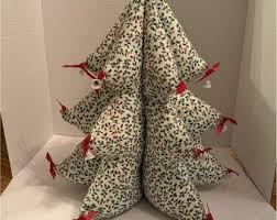Vtg 3D Cloth Handmade Stuffed 6-sided Christmas Tree Retro ...