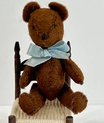 Miniature Jointed Teddy Bear: 3.25" Handmade Dollhouse ...