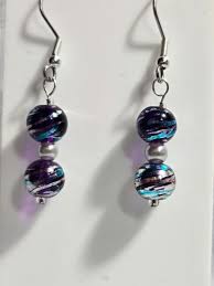 Sale- Dark Purple, White and Silver, Japanese "party" Glass ...