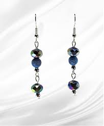 Blue Denim Beads and Crystal Earrings — Made With Love by ...