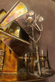 Vintage Chinese Craftsman Burnished Copper Metal Windmill ...