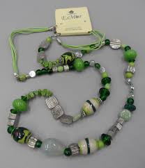 NWT Esmor Beaded Necklace Art Glass Ceramic Gemstone Square ...