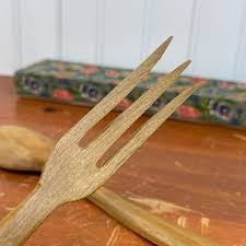 Vintage Hand Painted Wood Spoon and Fork, Serving Set ...