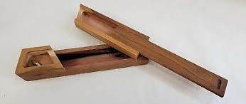 Wooden Calligraphy Pen Box Slide Top 3 Compartments | eBay